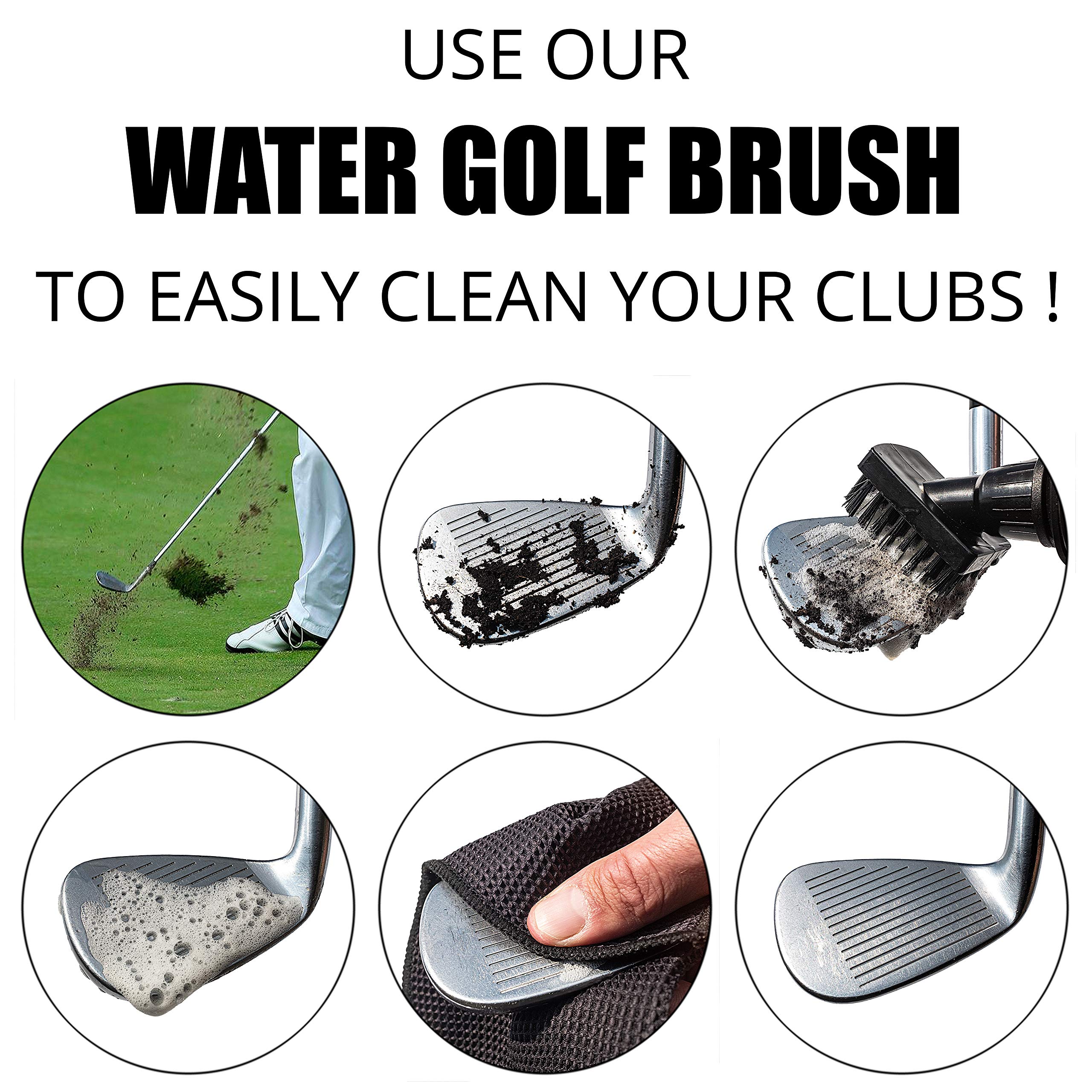 Kit per la pulizia del club di golf : spazzola pulisci mazze da golf schiumosa con serbatoio acqua/sapone + portachiavi magnetico + portachiavi magnetico + asciugamano per mazze da golf + asciugamano per palline da golf (gli asciugamani sono opzionali)