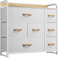 Vista 17 de YITAHOME Cómoda de tela de 4 cajones, cómoda y cómoda para dormitorio, sala de estar, pasillo, armarios, marco de acero resistente, parte superior