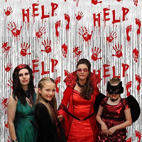 Miniatura 7 de Decoraciones de fiesta de Halloween, telón de fondo de fotos de Halloween, 2 paquetes de 3.3 x 6.6 pies, Zombi vampiro, decoración de fiesta de