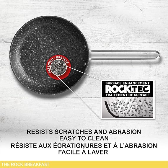 Starfrit The Rock 16cm (6.5) Non-Stick Egg Fry Pan - Durable Forged Aluminum - Oven Safe - PFOA Free - Easy to Clean - Black