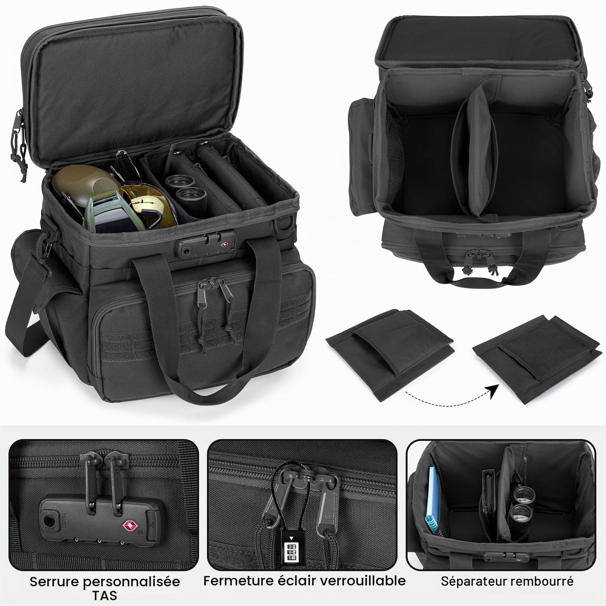 GOBUROS Sac de Tir Tactique pour 2 Petits Étuis pour Pistolet, Multi-Poches