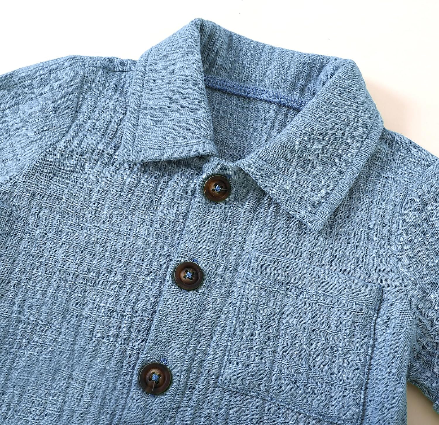 Baby Boys Clothes Set Toddler Infant Boys Button-down Shirt Tops + Cotton Gauze Shorts Summer Outfit 2PCS with Pockets