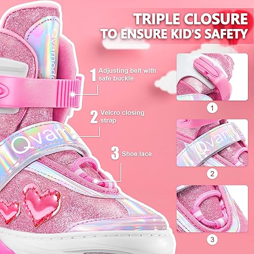 Miniatura 4 de Qvamodo Patines ajustables para niñas con ruedas de iluminación y equipos de protección