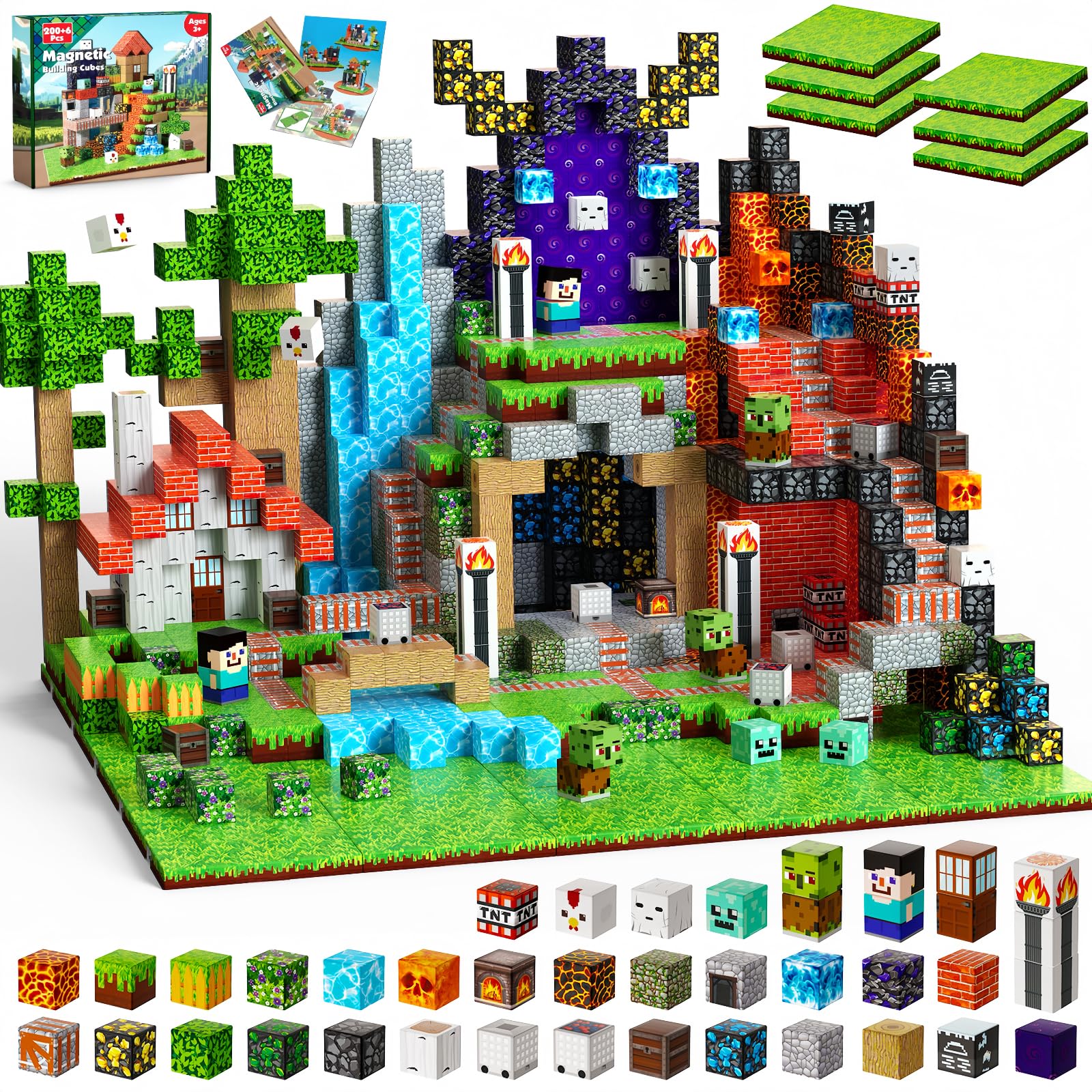 Amazon.com: 200PCS Magnetic Blocks - Magnetic Blocks with 6 Base