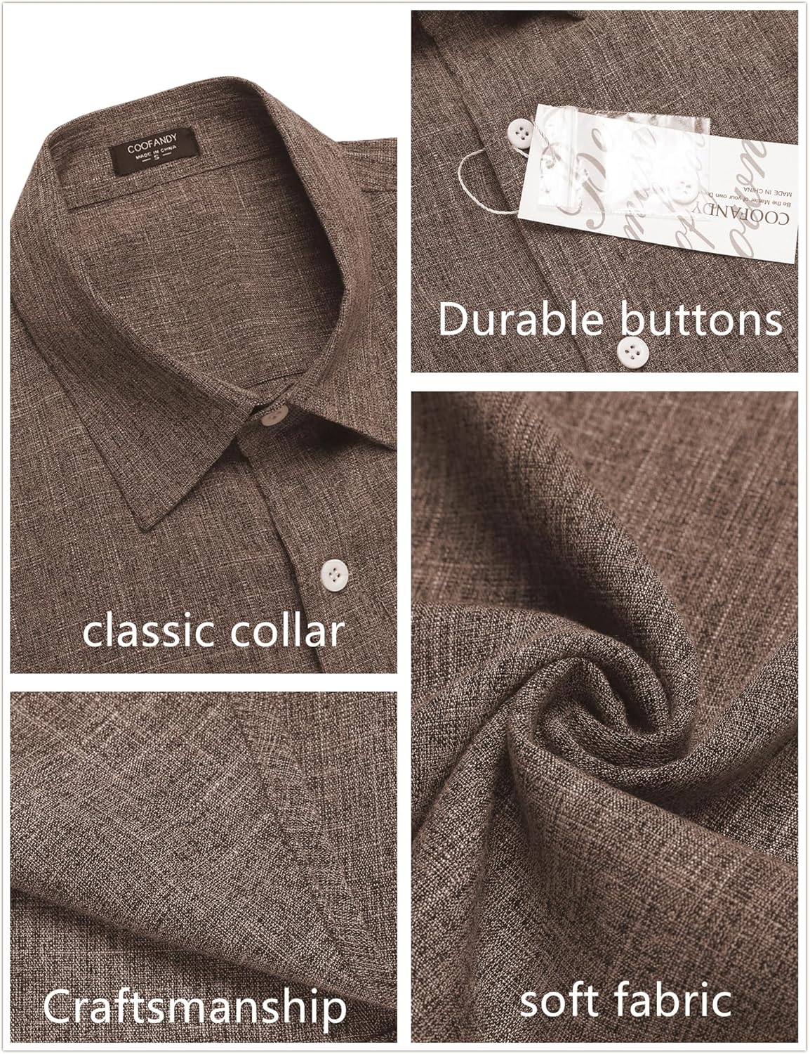 COOFANDY Men's Casual Button Down Shirts Short Sleeve Linen Shirts Summer Beach Dress Shirt - Image 5