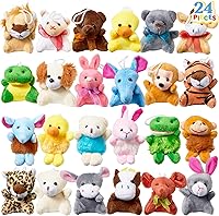 JOYIN 24 Pack Mini Animal Plush Toys - 3" Bulk Stuffed Animals for Kids Party Favors, Carnival Prizes, Keychains, Classroom Rewards
