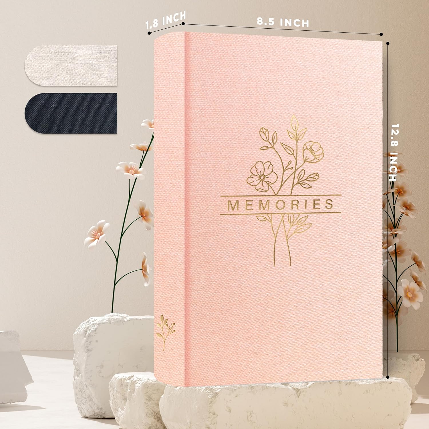 Holoary Photo Album 4x6 300 Photos with Writing Area, 300 Pockets Picture Album, Linen Fabric Cover Big Picture Book for Photos, 4x6 Photo Albums for Memories Family Weddings Travel(Pink)