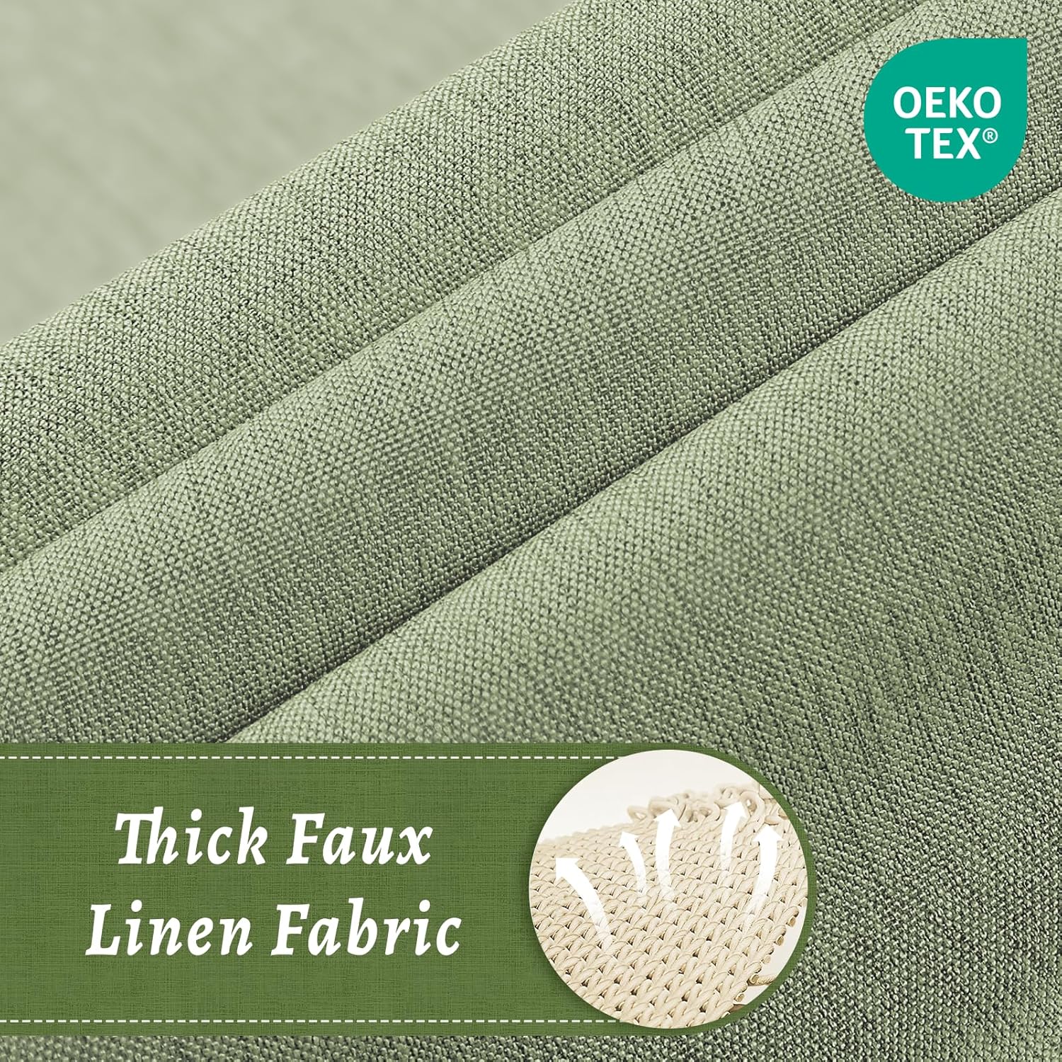 WONICY Long No Hook Shower Curtain with Snap in Liner, Polyester Textured Shower Curtain with Liner Set, Waterproof Washable Hotel Style Shower Curtains for Bathroom, 71Wx80H, Sage Green