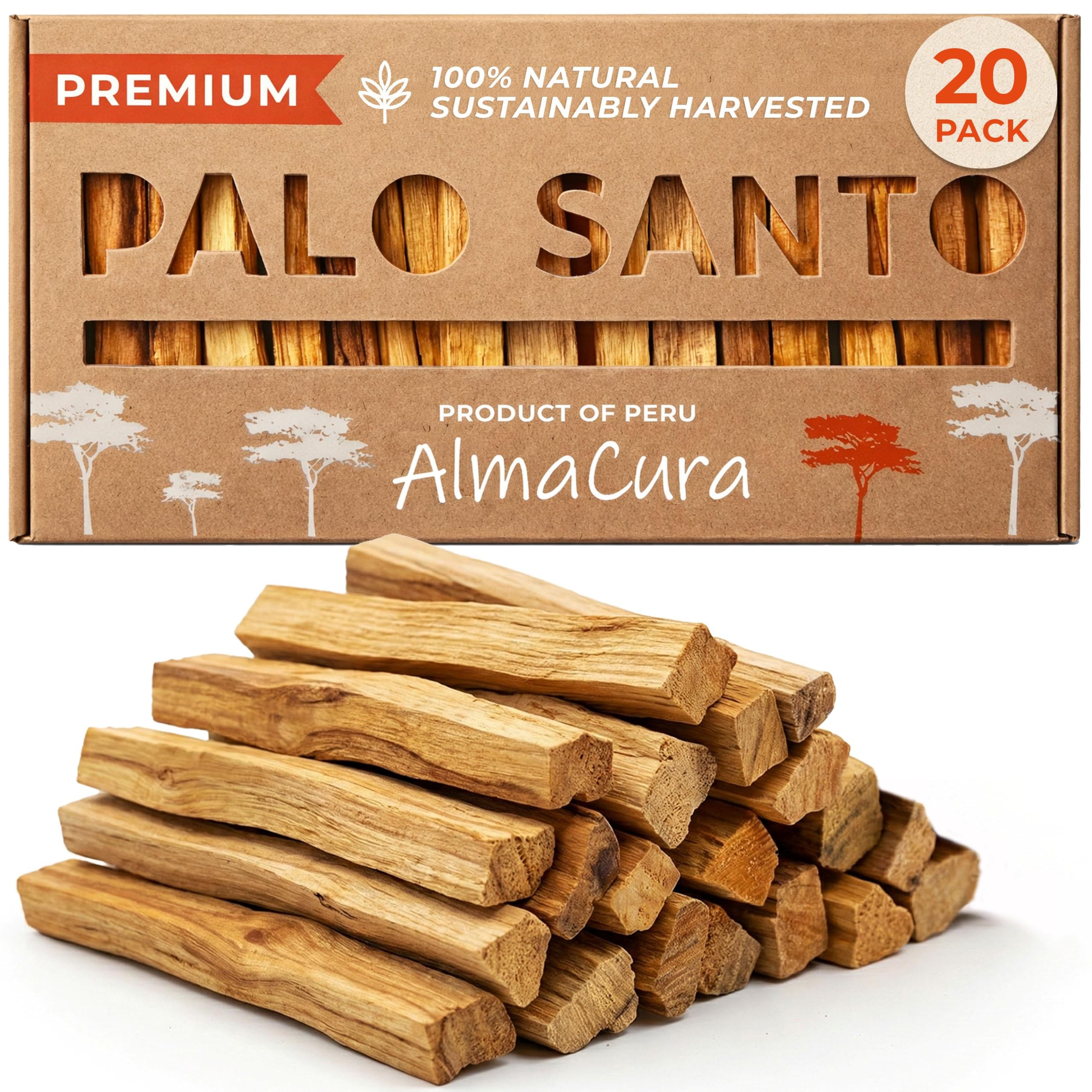 Palo Santo Sticks 20-Pack dal Perù (non Ecuador) per sbavature e meditazione