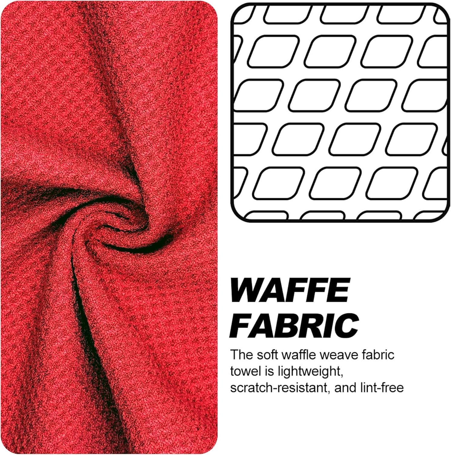 Magnetic Golf Towel with Carabiner Clip, Microfiber Waffle Design - Industrial Strength Magnet for Strong Hold to Golf Bags, Carts & Clubs - Red - Image 2