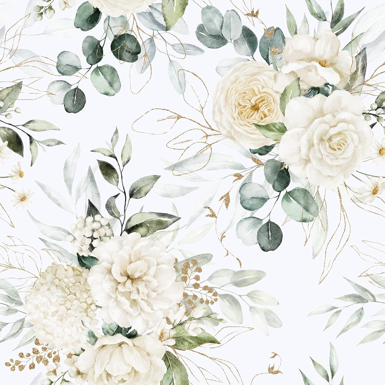 Peony Floral Peel and Stick Wallpaper 17.7"x160" Self Adhesive White Floral Wallpaper for Bedroom Wall Mural Botanical Wall Paper Removable Prepasted Flower Contact Paper for Shelves Drawers