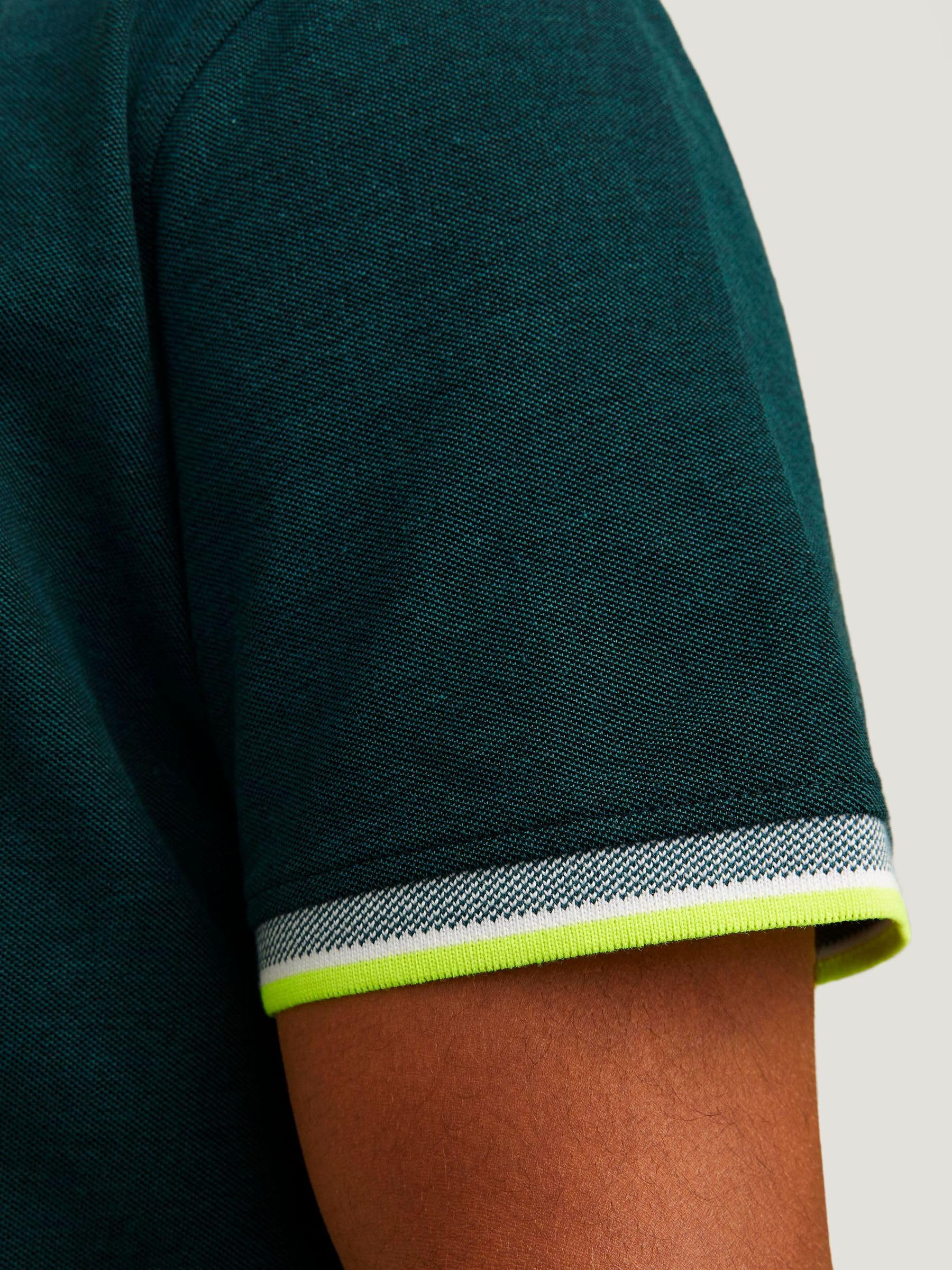 JACK&JONES PLUS JJEPAULOS Polo SS NOOS PLS, Deep Teal/Szczegóły: neonowy, 6XL