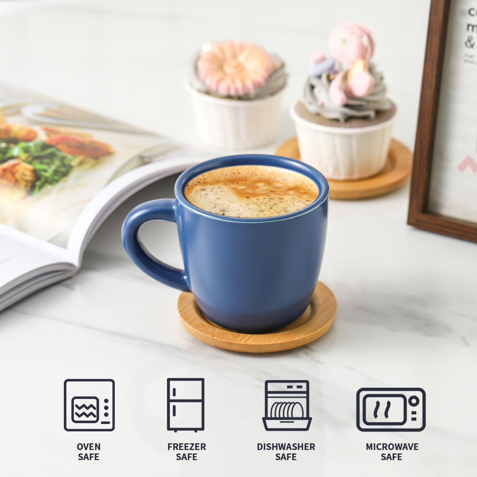 Amazon.com | Hasense 8 oz Cappuccino Cups with Saucers set of 6