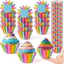 R HORSE Rainbow Mini Cupcake Liners - 200Pcs Colorful Grease-resistant Mini Size Cupcake Cups for Baking, Heavy Duty Paper Cupcake Wrappers Muffin Baking Cup for Birthday Party Wedding Supplies