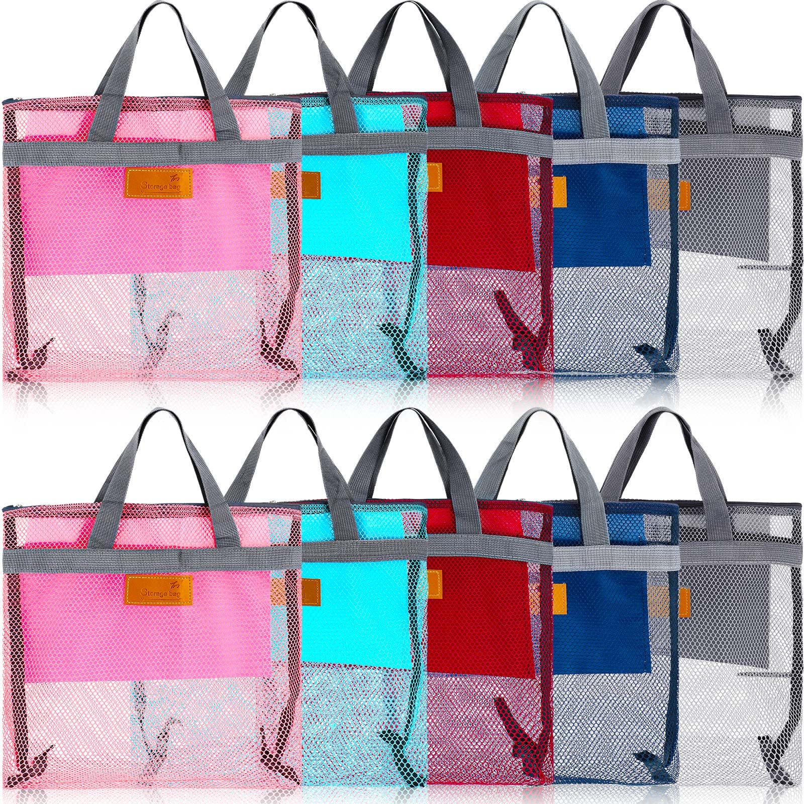 Tudomro 10 Pieces Mesh Shower Bag Caddy Tote Portable Quick Dry Tote Bag Lightweight Hanging Toiletry Bath Organizer