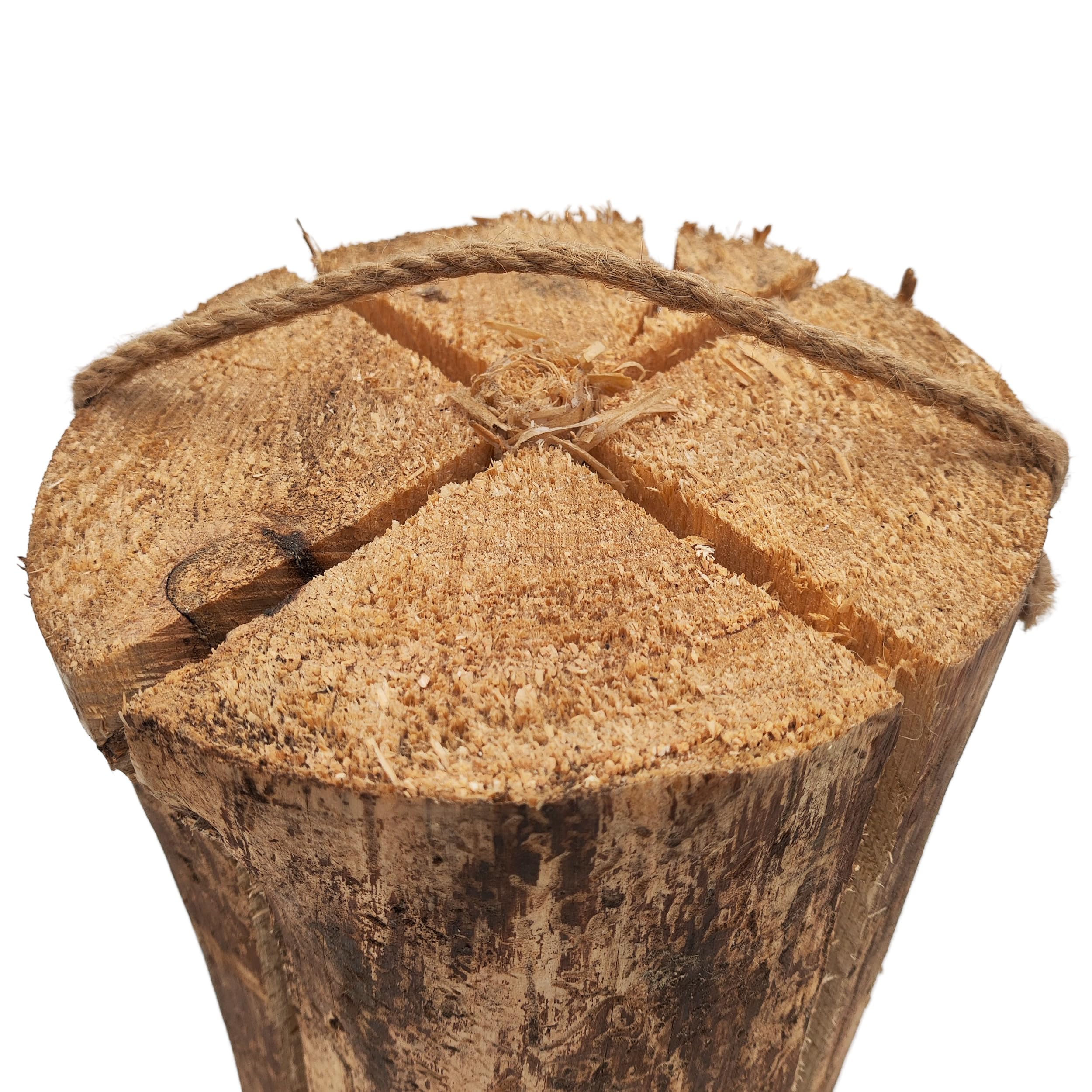 Schwedenfeuer 6 Stück Baumfackel 25 cm Gartenfackel Naturholz Lagerfeuer | Jack's, Ø17–24 cm, bis 2 Stunden Brenndauer, Lagerfeuer, Terrassenfeuer, Gartenparty, Naturprodukt, stimmungsvolle Atmosphäre