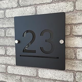 Personalisiertes 3D-Hausnummernschild aus Acryl, schwarz und schwarz, glänzend, schwebende Zahlen mit Adresse, Türschild für Innen- und Außenbereich, ideal für Zuhause, Hotel, Wohnung, Geschäft