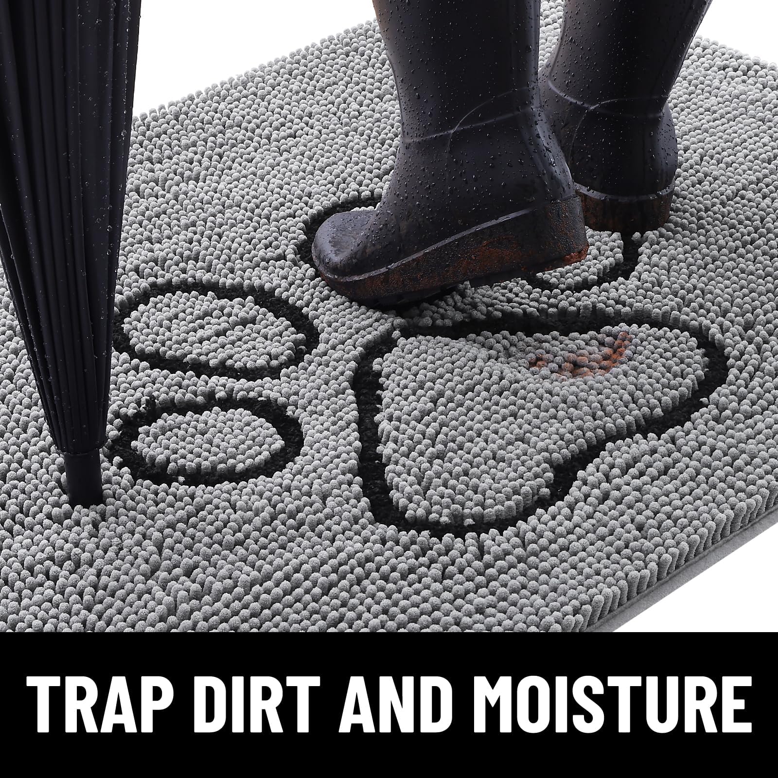 Homaxy Dog Door Mats Indoor, Super Absorbent Non Slip Doormats, Soft Chenille Floor Mat - Image 2