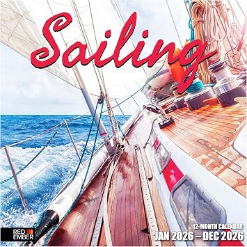RED EMBER Sailing 2026 Wall Calendar 12 Month | 12" x 24" Open | Thick & Sturdy Paper | Holiday Gift | Sailboat Calendar 2026