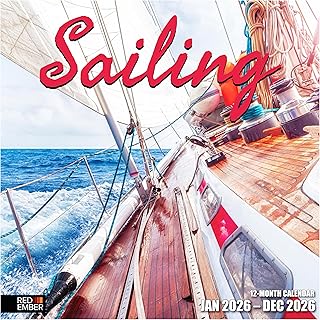 RED EMBER Sailing 2026 Wall Calendar 12 Month | 12" x 24" Open | Thick & Sturdy Paper | Holiday Gift | Sailboat Calendar 2026