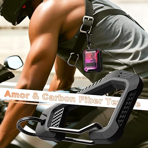 Miniatura 6 de R-fun Funda para AirPods Pro 2 con kit de limpieza, elementos de fibra de carbono, a prueba de caídas, funda desplegable automática con soporte para