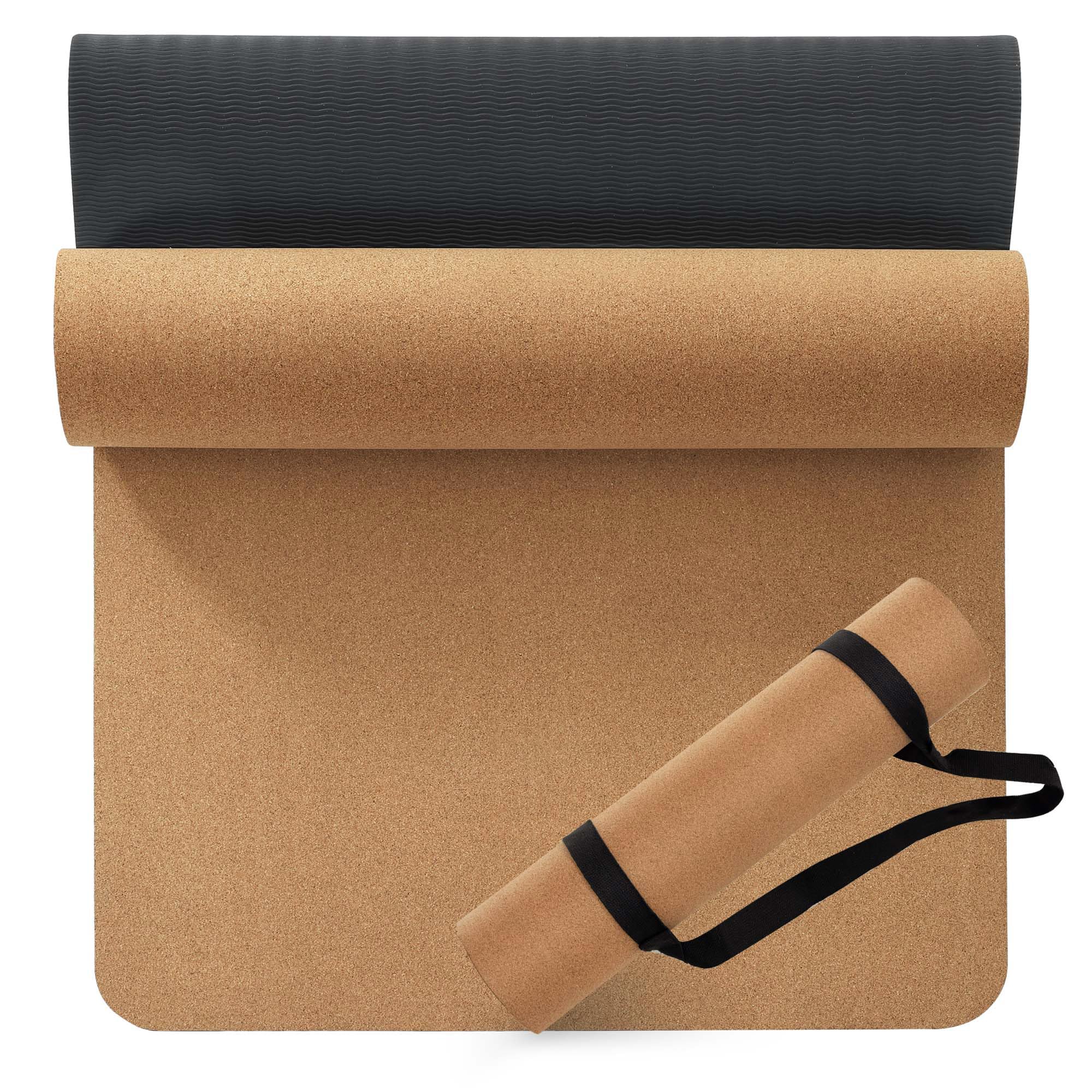 Premium Cork Yoga Mat 1/4 & 2/5 Inch Thick, 72 x 26 in — Cork + TPE Non Slip, Sweat Proof, Eco-Friendly, Great for Hot Yoga & Workouts