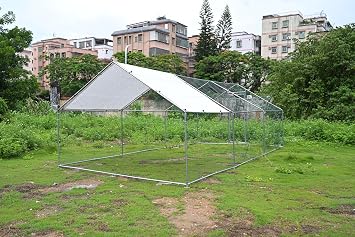 20'x13' Outdoor Chicken Coop with Metal Frame, Large Poultry Pen Enclosure, Rustproof Wire Mesh Fence Waterproof Chicken Run Cage for Backyard, Farm, Garden