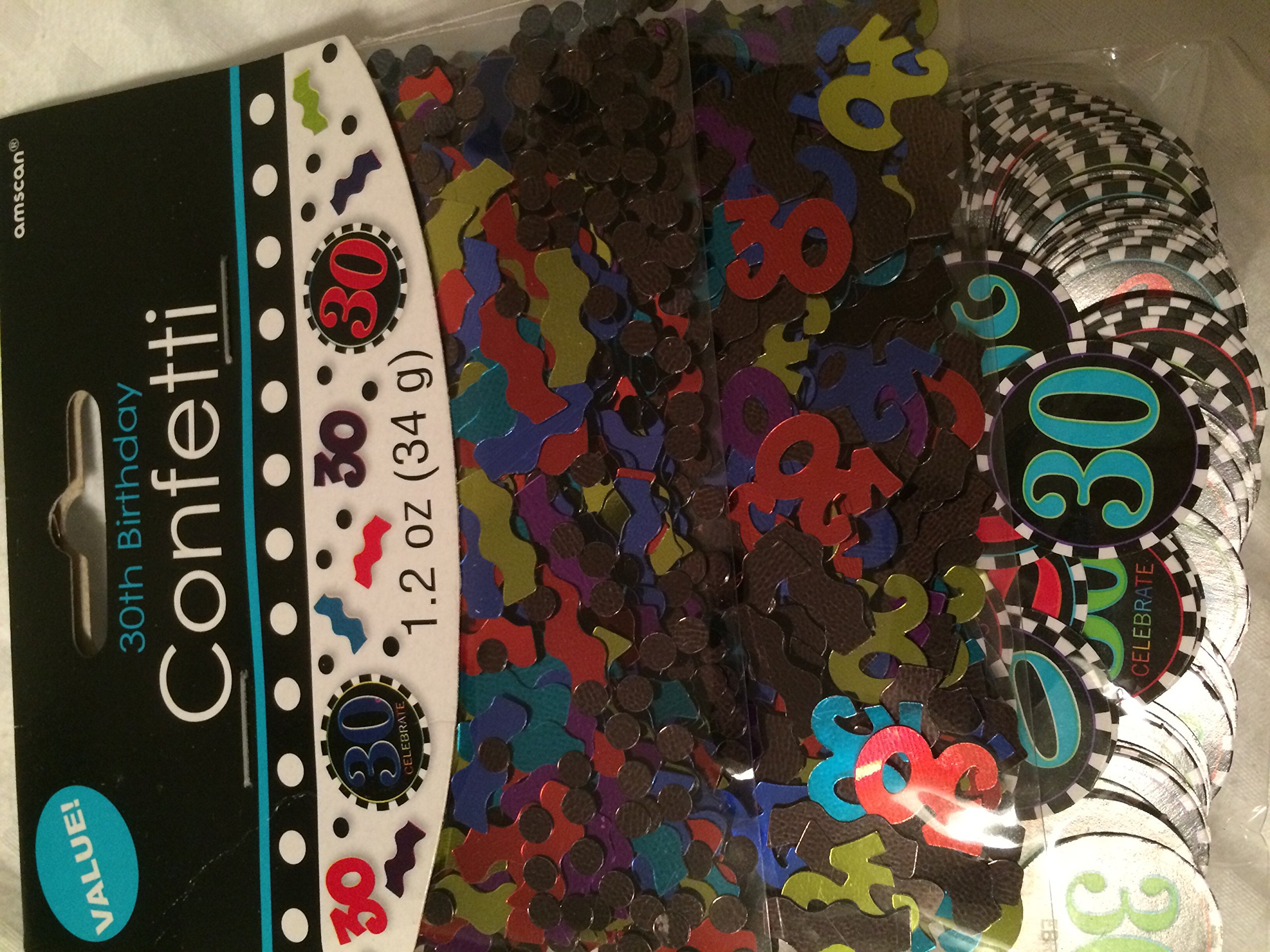 Confettis 30e Anniversaire Amscan sachet triple pour réussir sa décoration de salle