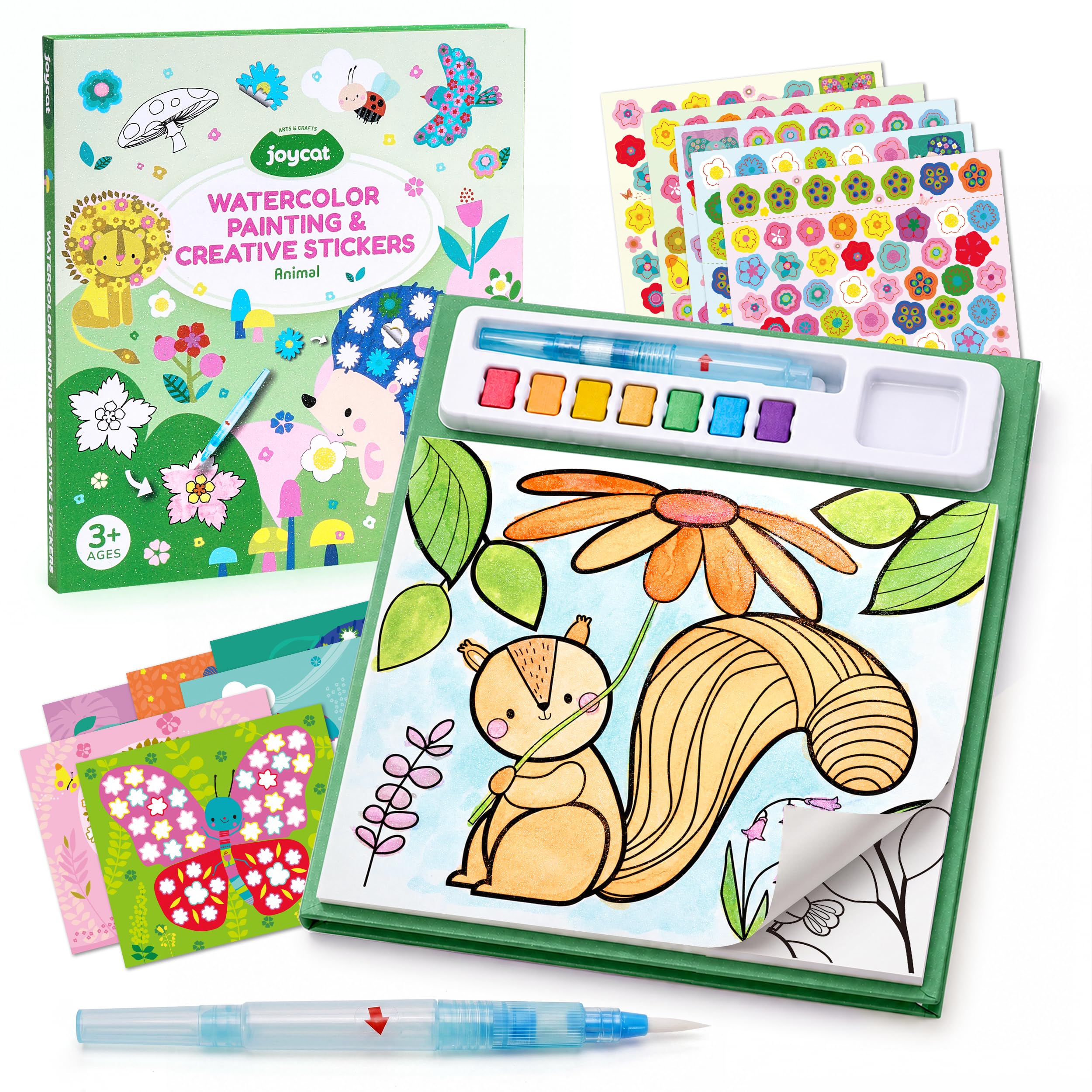 JoyCat Paint with Water Coloring Books & Creative Sticker(Animals)
