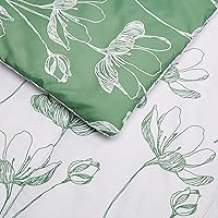 Vista 3 de Yaxa Basics Juego de edredón de microfibra ligera de 7 piezas, tamaño King, verde floral