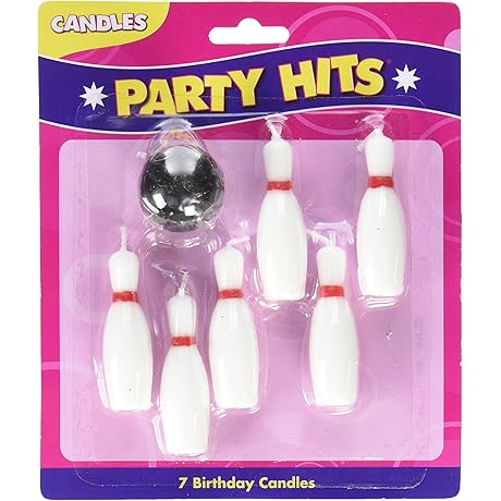 Bowling Cake Decorations: 7pc Bowling Pins and Ball Candle Set