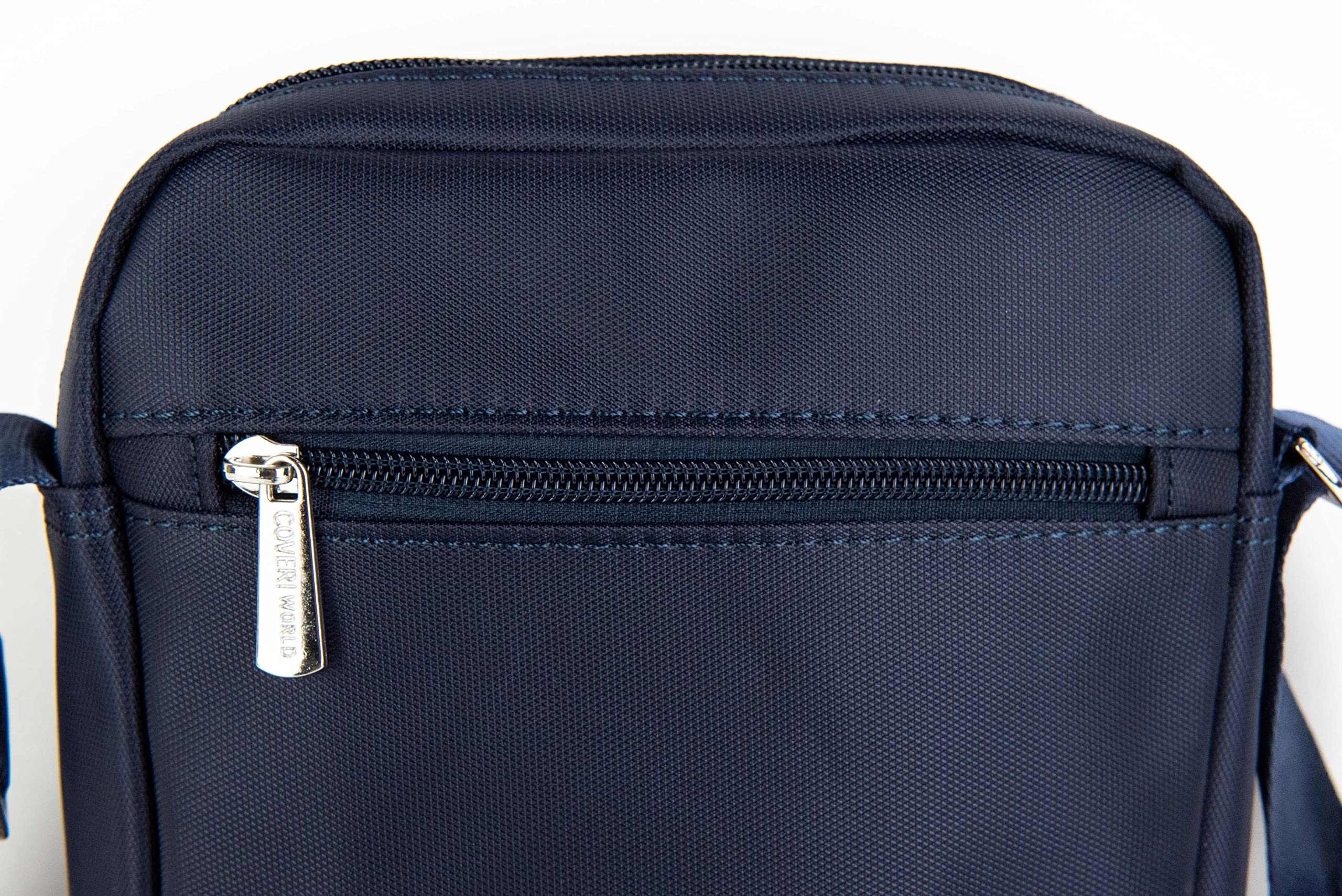 COVERI WORLD Borsello Uomo Impermeabile Tracolla Regolabile Porta Cellulare poliestere art CW1171 Blu 20x21x5 cm