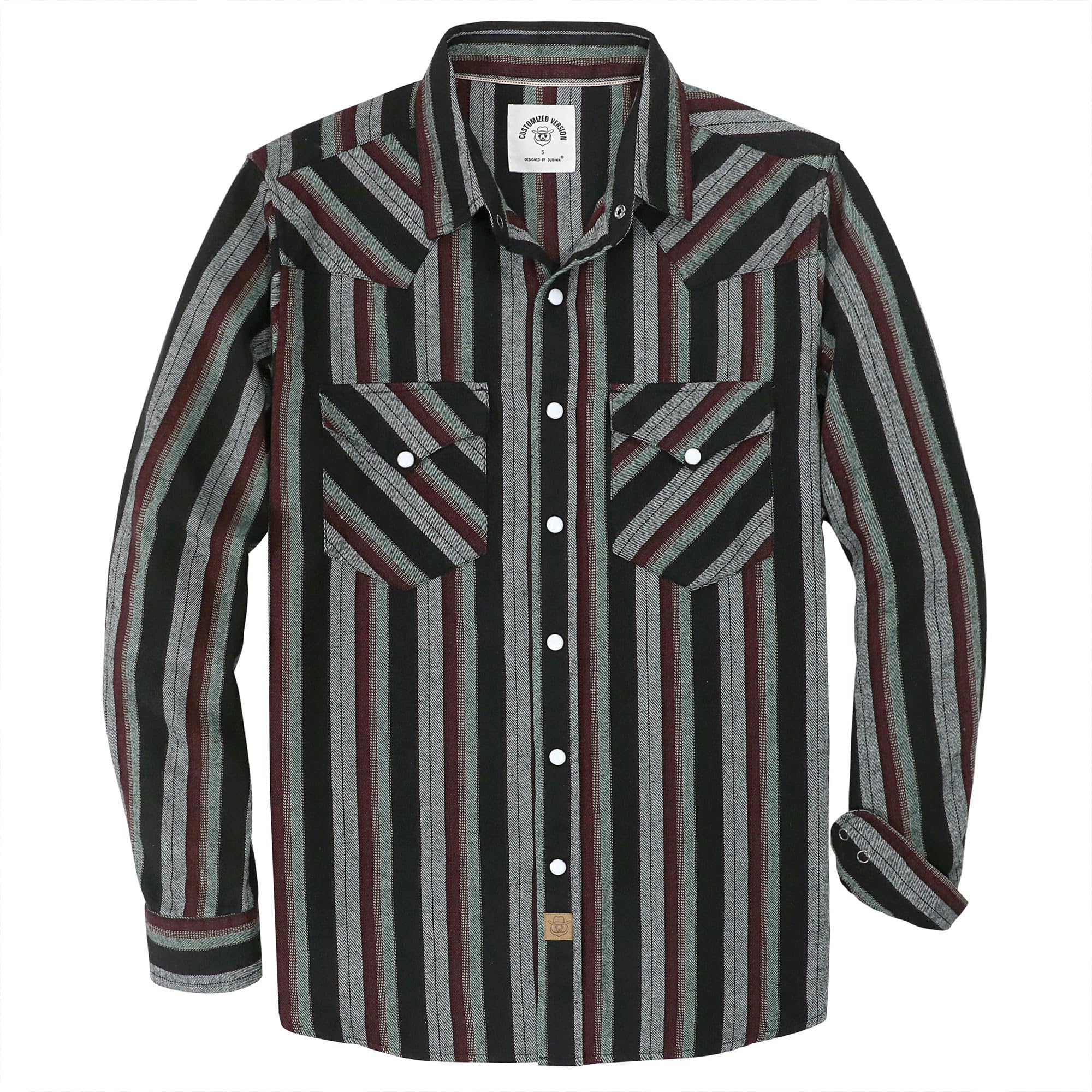 Dubinik® Flanellen overhemd heren lange mouwen drukknop vrijetijdshemden Western hemd Cowboy Two Pocket Outdoor Snap Shirt Regular Fit, 3XL