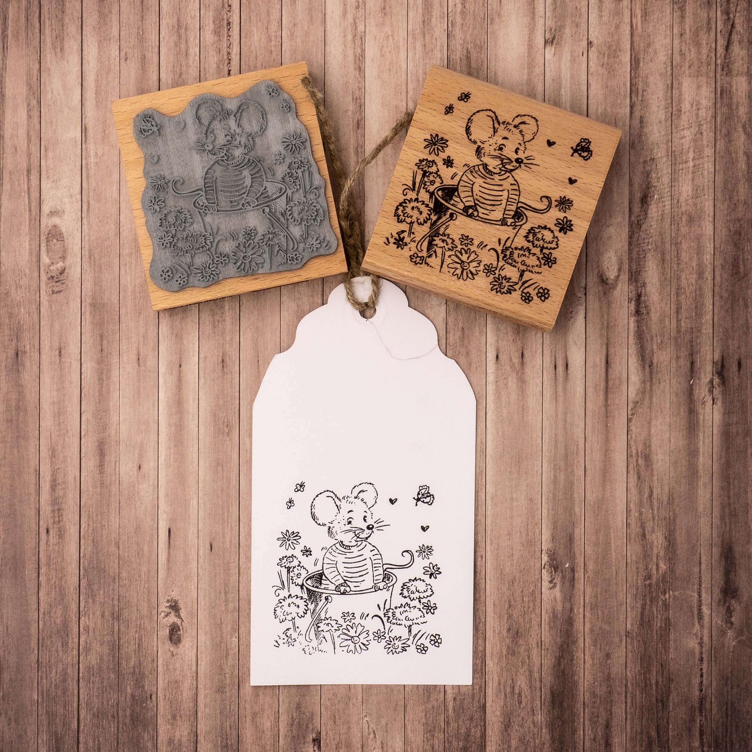 NEWSTAMPS Motivstempel Maus Im Eimer - Holzstempel Für Bastelprojekte