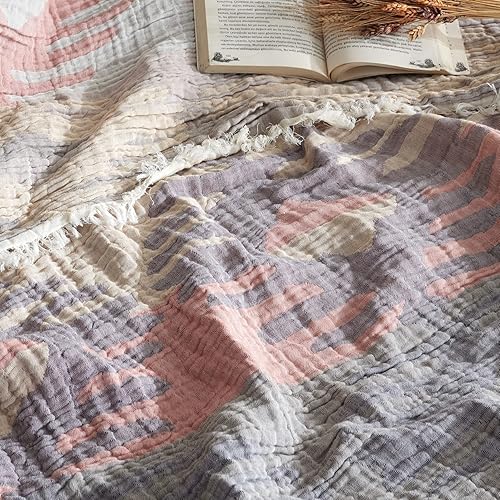 Miniatura 3 de Manta extra grande, 100% algodón, ligera y transpirable, manta de gasa, 3 capas de muselina de gran tamaño (Aurora - Line, Oversize - 95 x 125