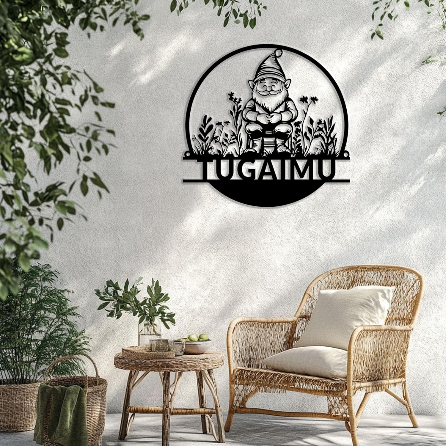 TUGAIMU Personalized Gnome Metal Wall Sign,Metal Christmas Signs,Custom Name Gnomes Decorations Rustic Iron Home Decor for Indoor/Garden Housewarming Gift Multiple Sizes Colors
