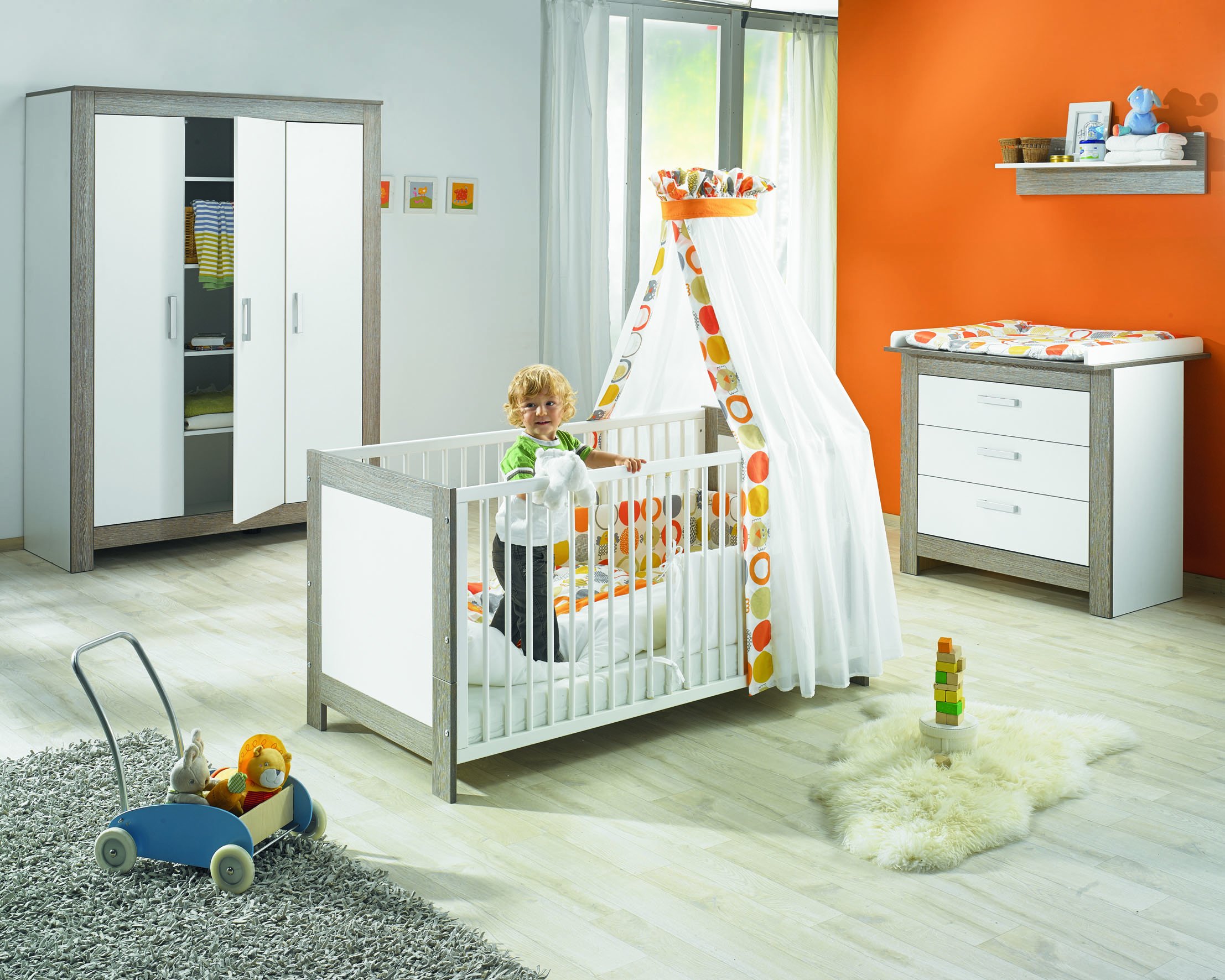 Mueble Cambiador Blanco Y Rosa
