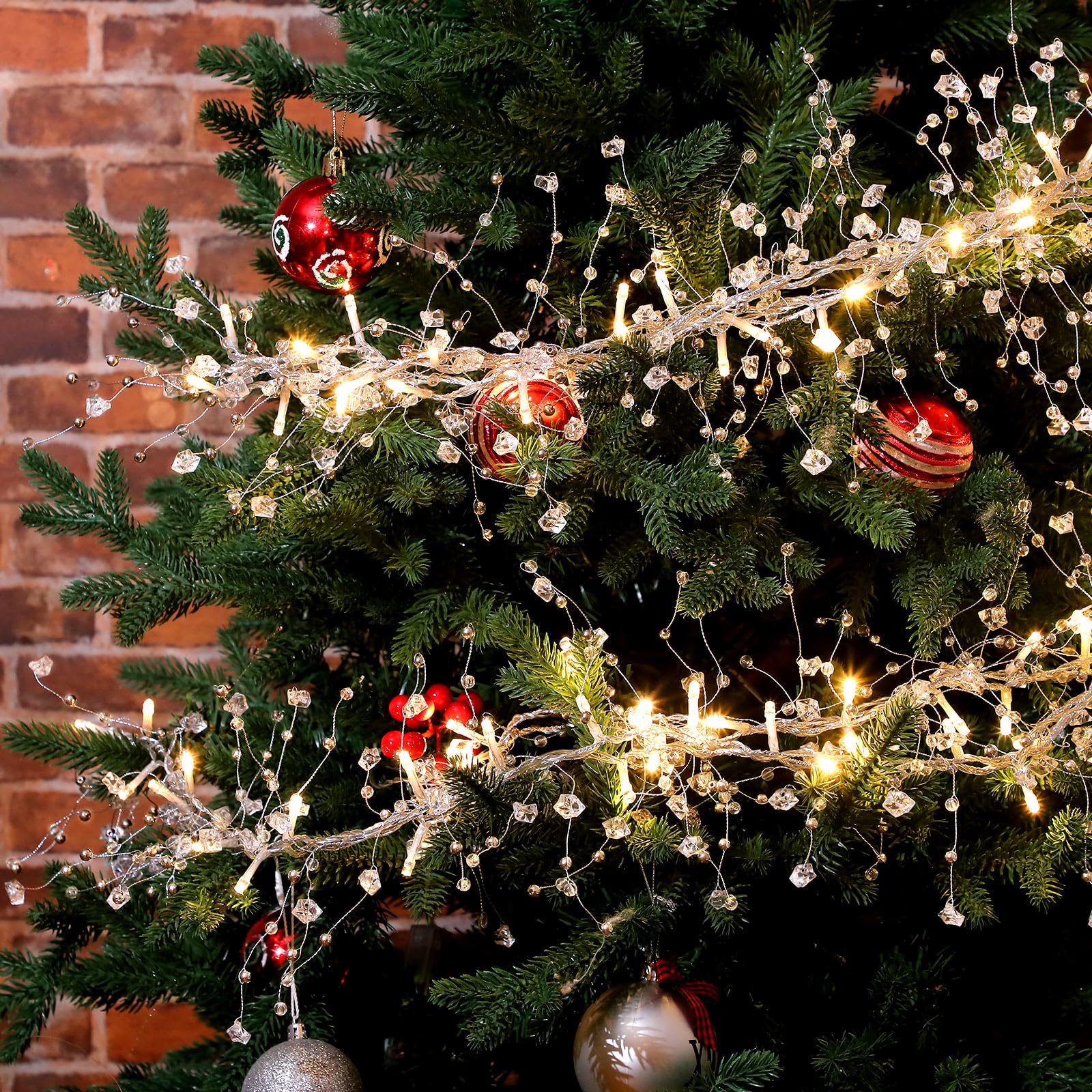 Kiiwah 13 Pezzi Cristalli per Albero di Natale, Decorazioni Ghiaccioli Fiocchi di Neve Cristalli di Ghiaccio per Albero di Natale per Linea, Appendi Alla Porta, Il Camino o la Finestra