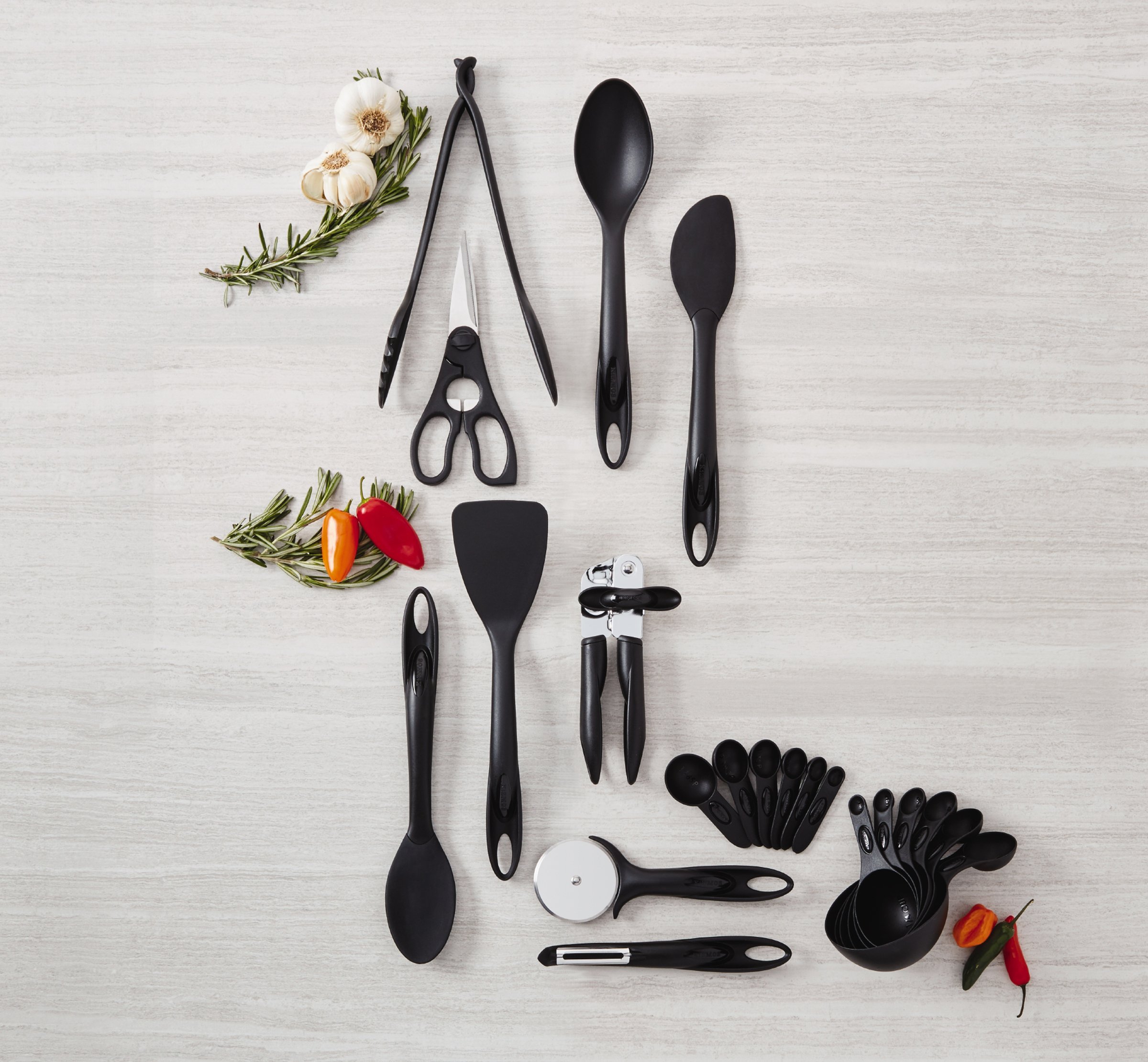 調理器具 Kizmos Flora Kitchen Tools Kizmos 21 Piece Everyday Kitchen Tool and Gadget Set, Black