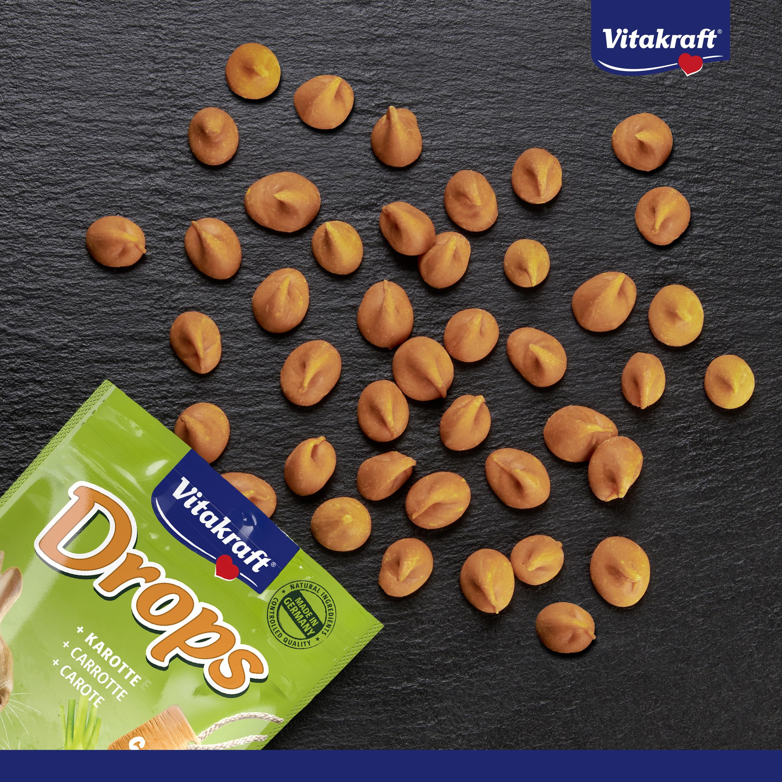 Vitakraft Drops - Friandise pour rongeurs à la Carotte - Recette sans Sucre ajouté (1 x 75g)