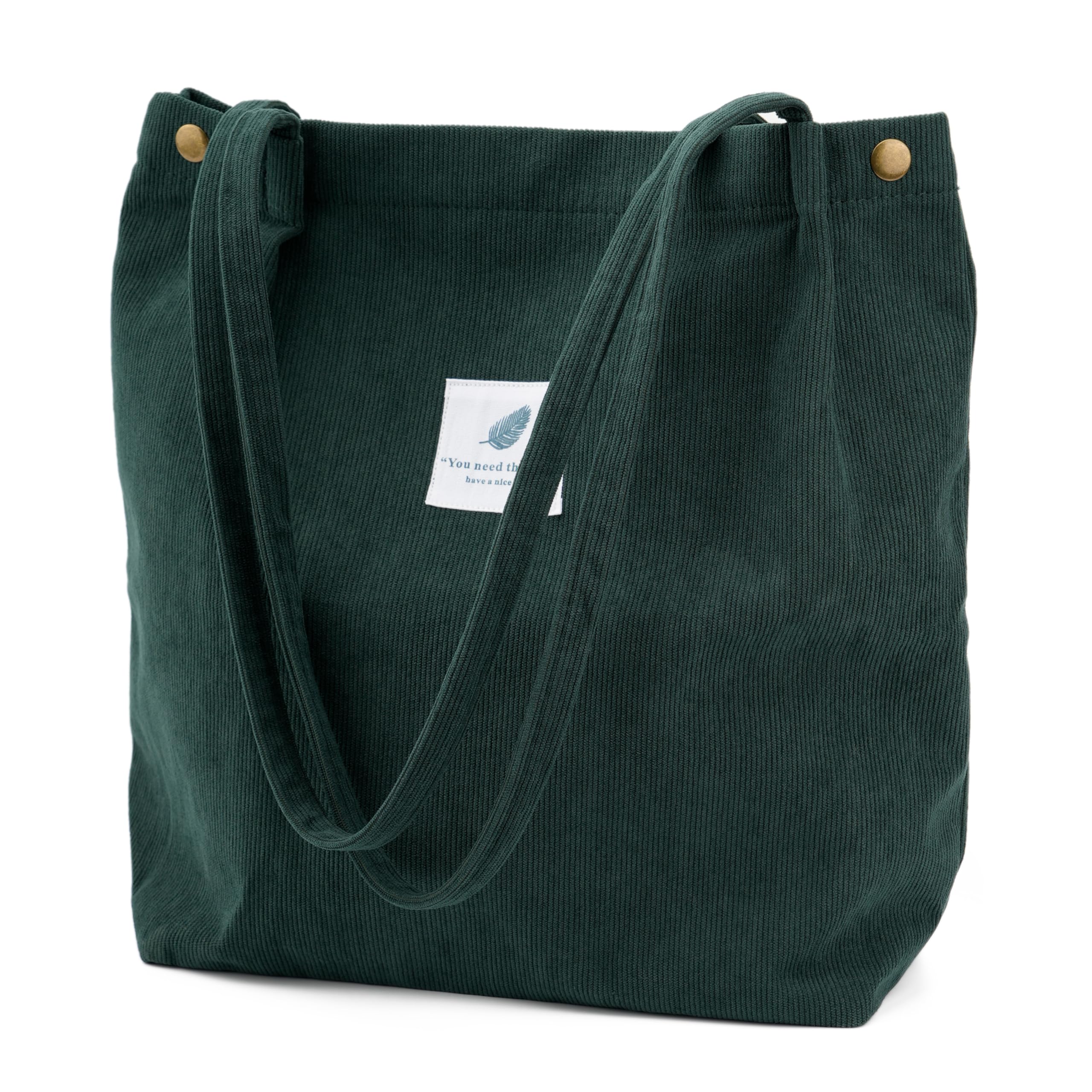 TOPASION Cute Corduroy Tote Bag Canvas Shoulder Handbags for Women Travel Shopping