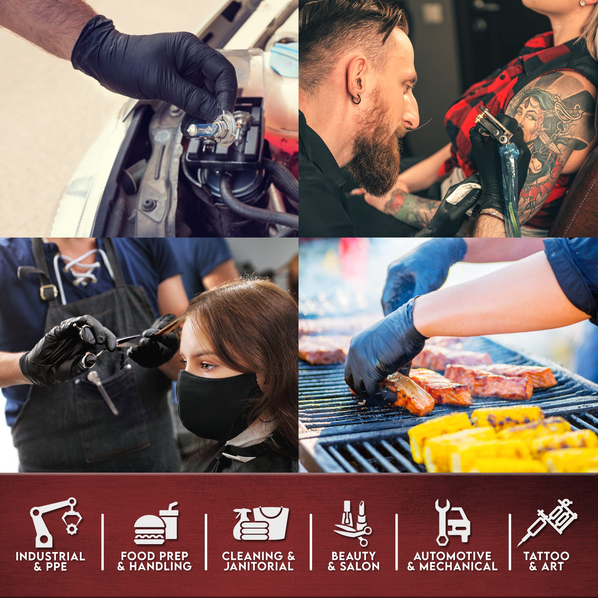 London Labs Heavy Duty 6 Mil Black Nitrile Gloves - Disposable, Latex & Powder Free | Mechanic, Food Prep & Tattoo | Rubber Gloves for Cooking, Cleaning & Household |Bulk Case of (1000)