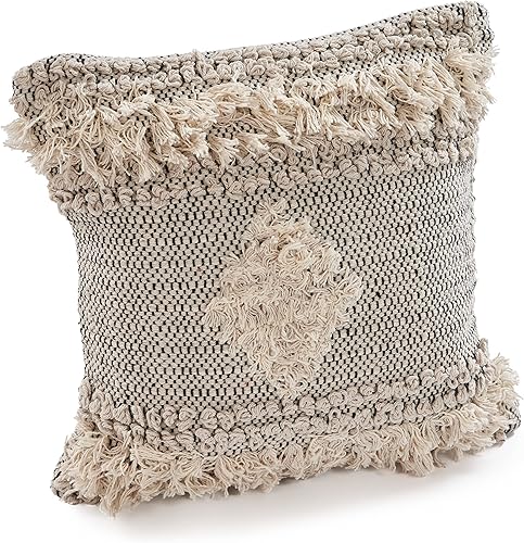 Miniatura 3 de Ox Bay Priscilla - Funda de almohada de algodón orgánico geométrico grisblanco, 20 x 20 pulgadas