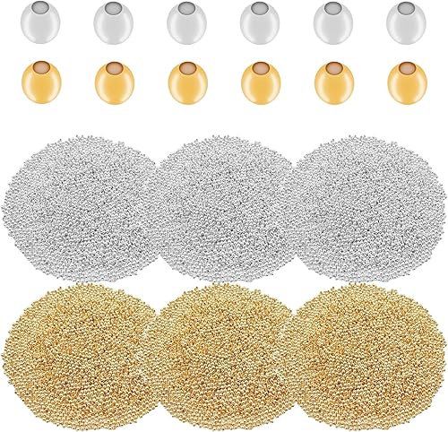 Miniatura 8 de 4800 cuentas espaciadoras de metal de 0.126 in chapadas metálicas, cuentas redondas pequeñas y suaves, espaciadores de cuentas de metal para hacer