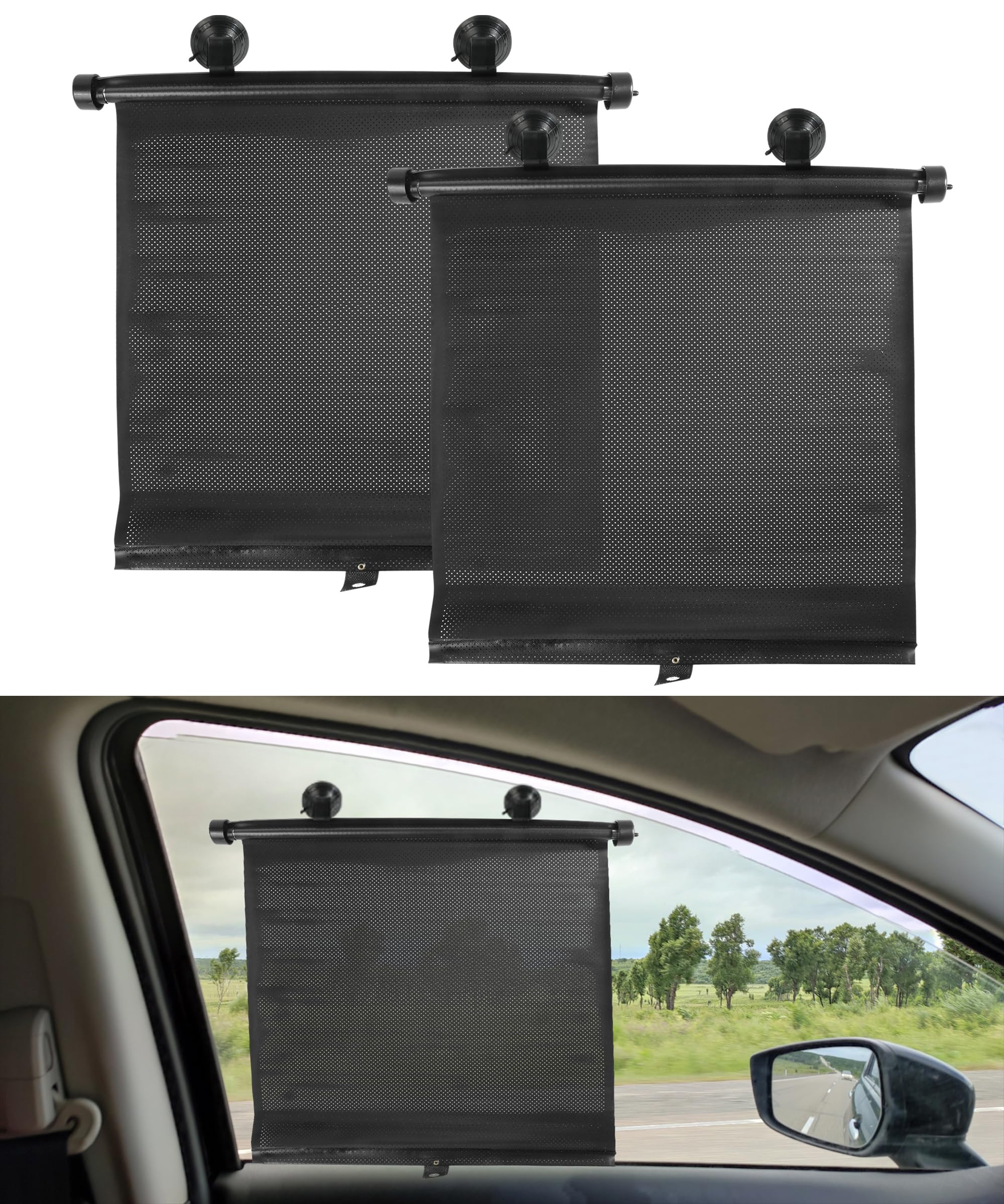 2PCS Car Window Shades,Car Accessories Car Window Shade for Baby,18"×15" Retractable Car Shades for Side Window with Suction Cups,Blocks Heat and UV Rays,Suitable for Most Sedan Truck SUV