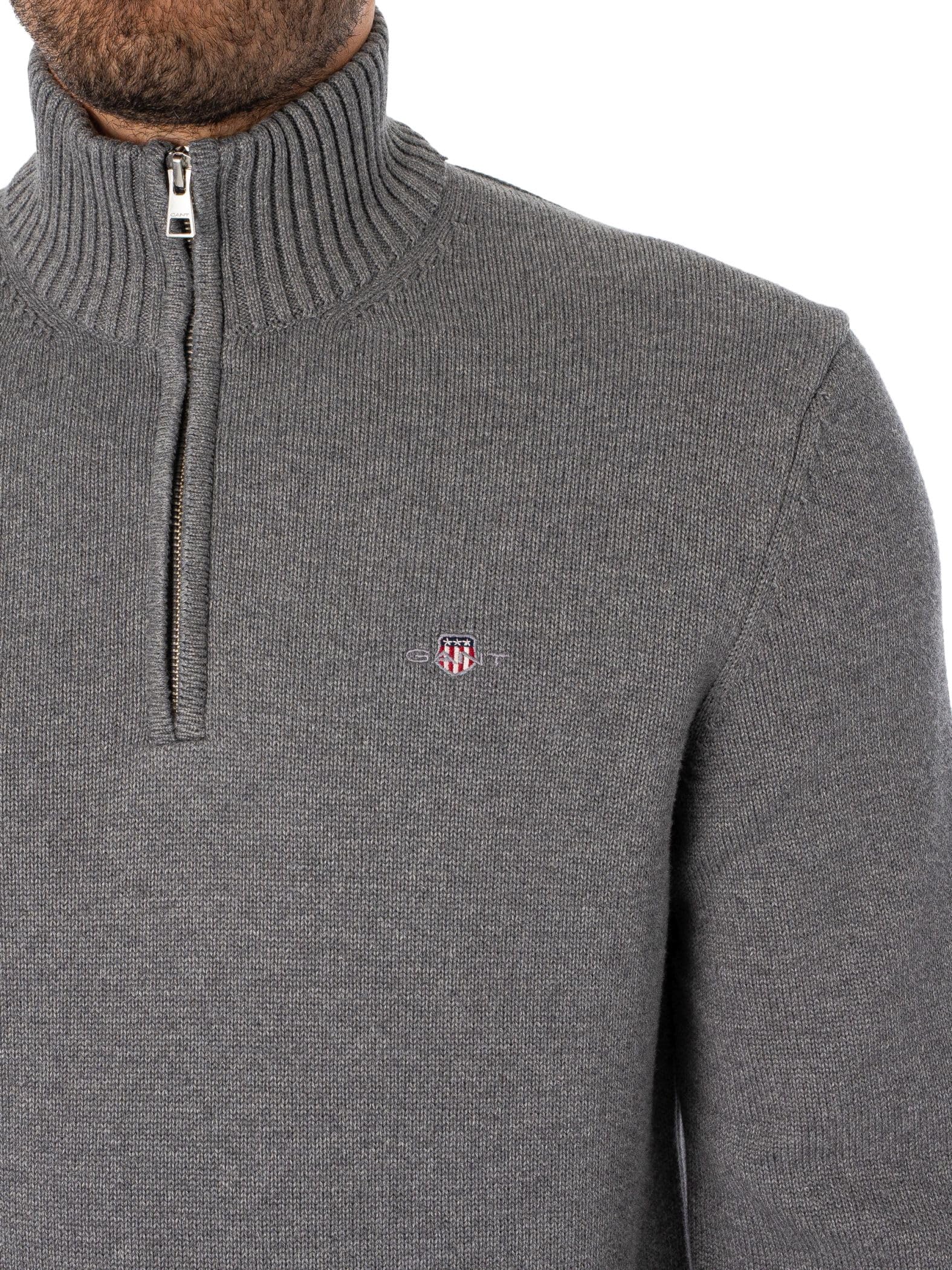 GANT Męski sweter z zamkiem błyskawicznym na co dzień, ciemnoszary melanż, XL