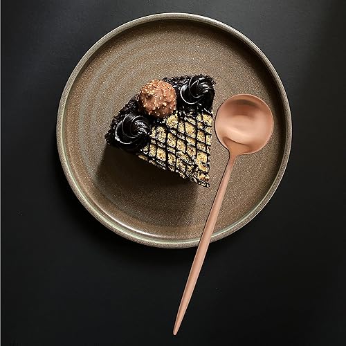 Miniatura 5 de Juego de cubiertos de color oro rosa mate, acero inoxidable con acabado satinado de cobre para 4, 20 cucharas y tenedores, apto para lavavajillas