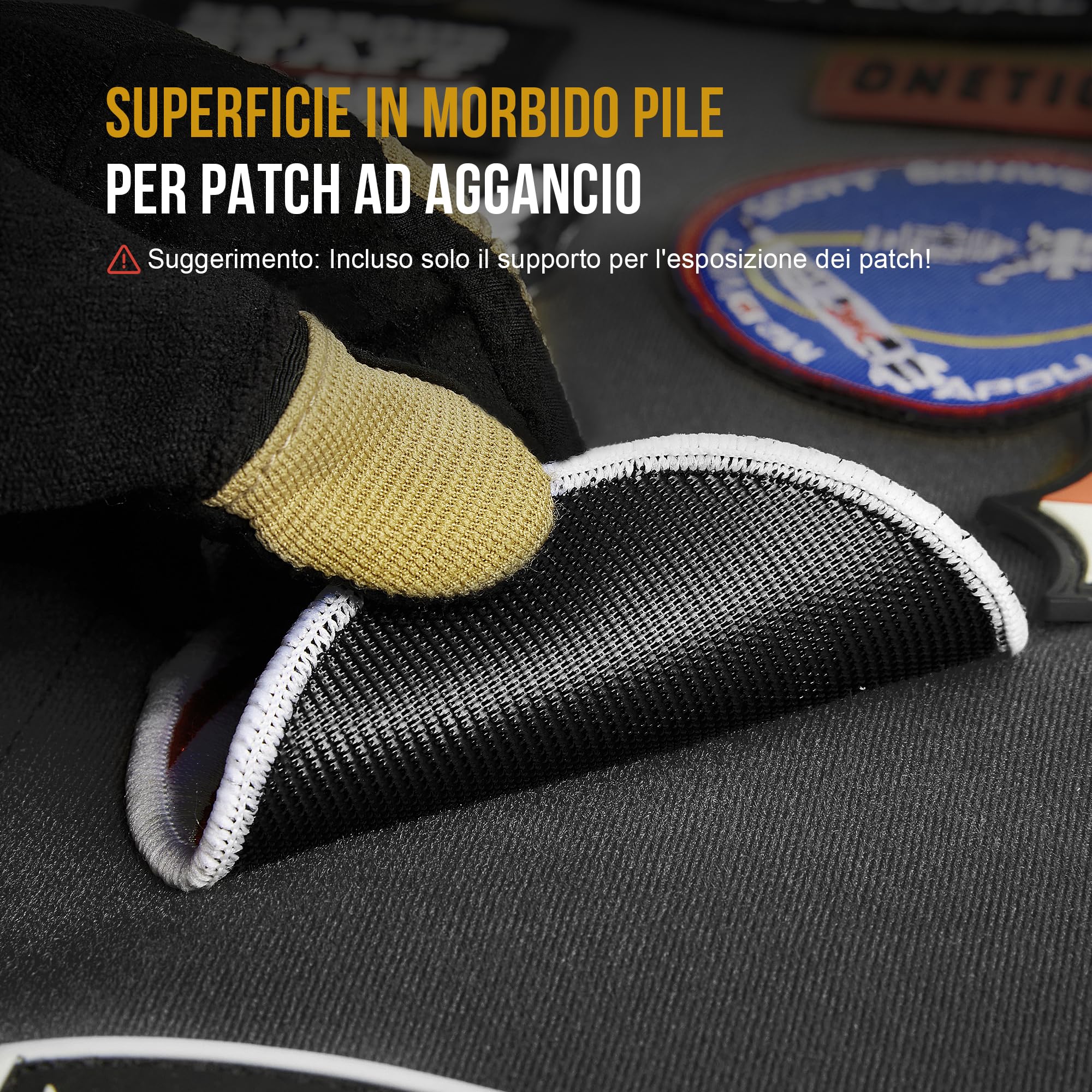 Pannello Porta Patch Tattiche 110x70 Cm | Pieghevole In Tessuto Oxford Impermeabile, Con Velcro E Ganci Per Esporre Badge E Braccialetti, Nero