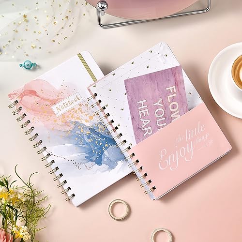 Miniatura 6 de Cuadernodiario a rayas, planificador diario con papel grueso de alta calidad, 6.2 x 8.4 pulgadas, cuaderno en espiral, con tapa dura impermeable,