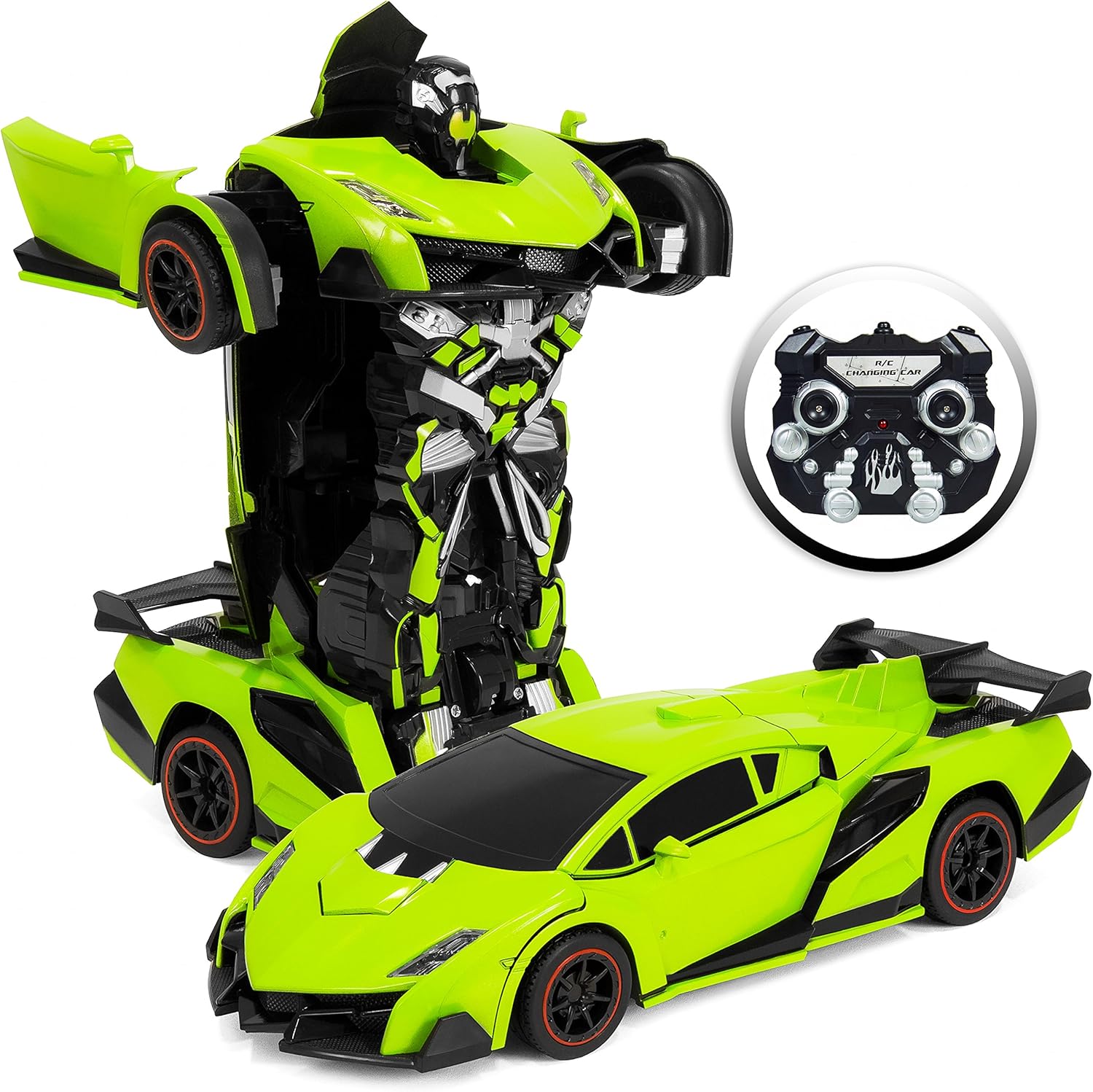 Best Choice Products 1:16 Scale Kids Transforming RC Robot Race Car w/ LED Lights, Green